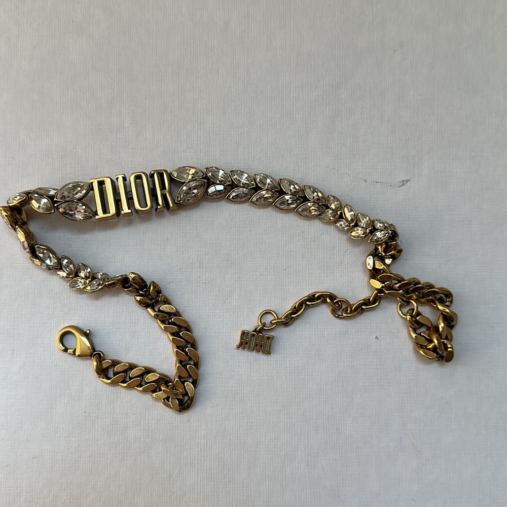 Christian Dior Metal Crystal J’Adior Choker Necklace Gold - Picture 6 of 9